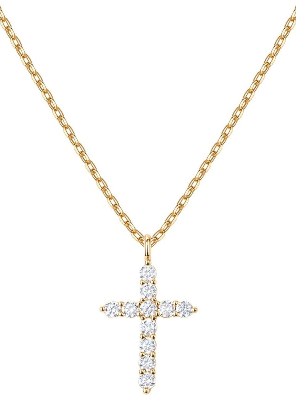 14K Gold Plated Cubic Zirconia Cross Necklace for Women | Cross Faith Pendant Ne